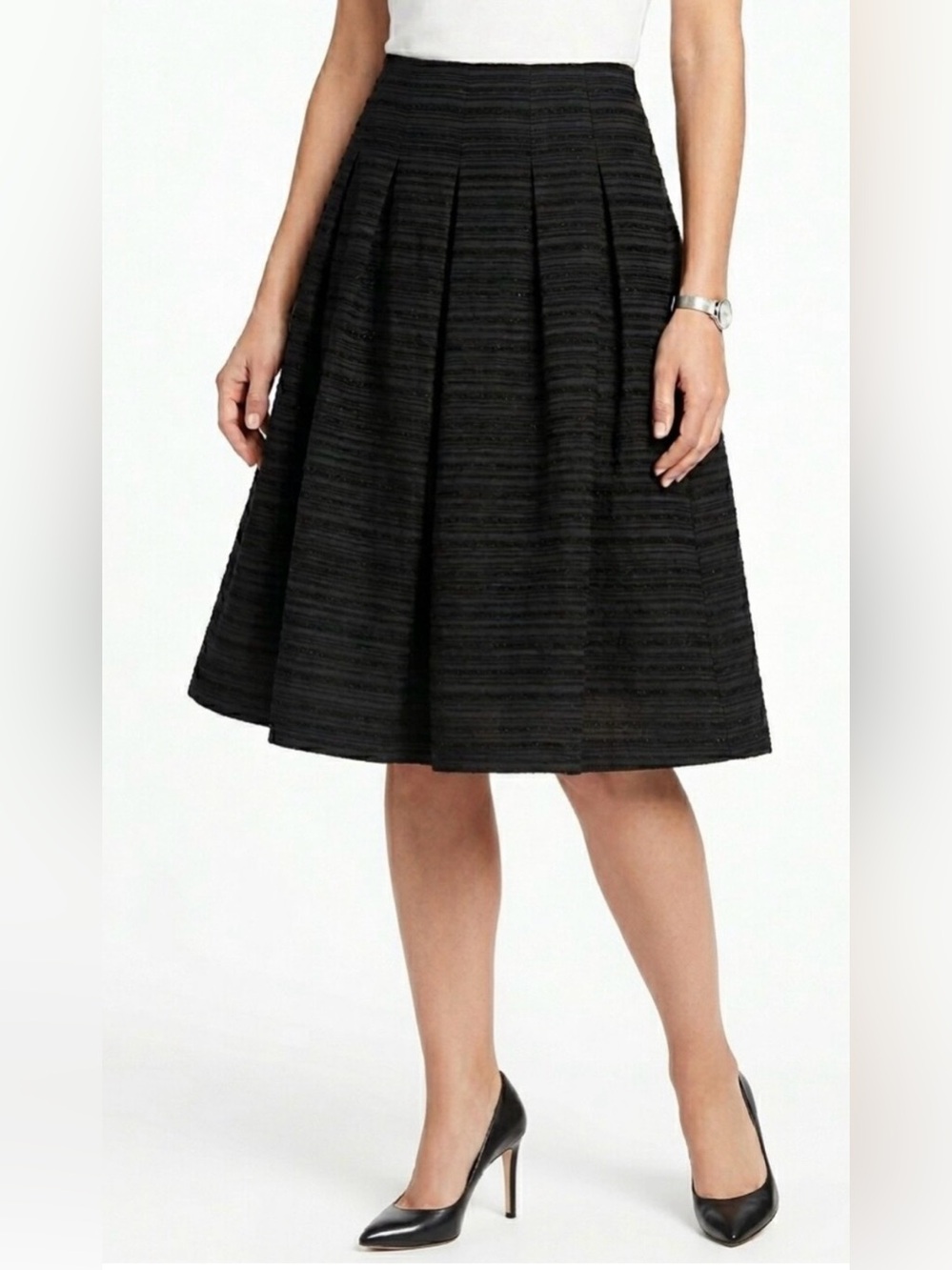 Talbots Black Textured A-Line Skirt